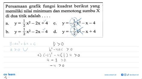 Persamaan Fungsi Kuadrat Berikut Yang Memiliki Nilai Minimum Dan