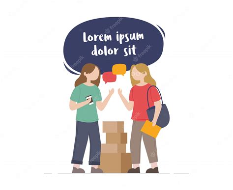 Premium Vector Two Female Friends Talking Illustration