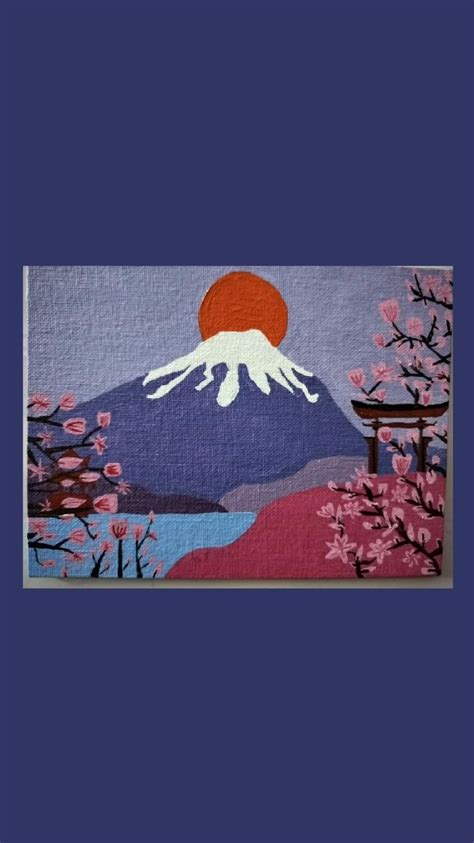 Japanese Painting 🎨| Mount Fuji 🗻 Acrylic Painting 🎨| Mount Fuji 🗻 ...