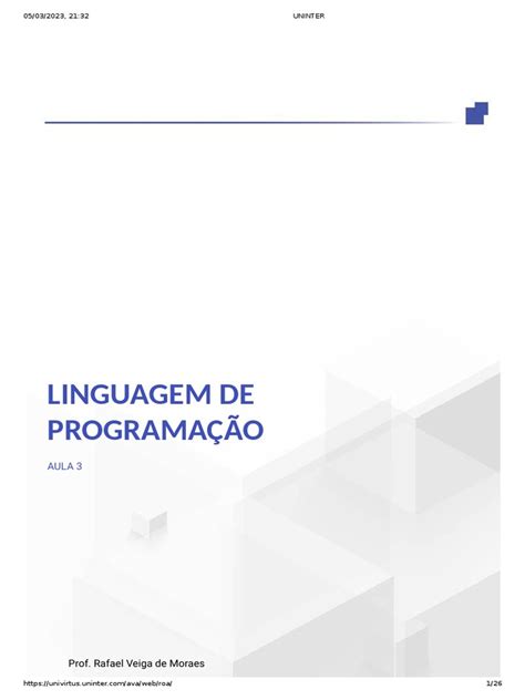 Linguagem De Programação Aula 3 Pdf Classe Programação De Computadores Bancos De Dados