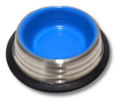 Comedero Bebedero Plato Acero Inoxidable Perro Gato Cm Color Azul