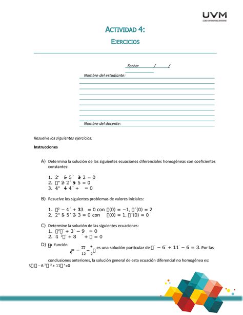 U Ejercicio D E F Tarea Actividad Ejercicios Fecha