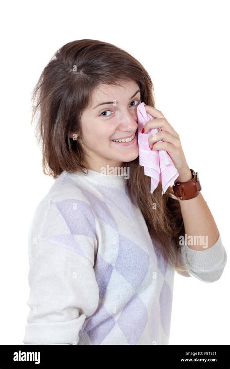 Young Girl Smiling And Crying With Shawl Stock Photo Alamy