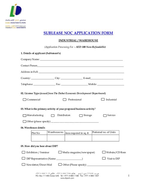 Fillable Online Fillable Online Sublease Noc Application Form Dubai Fax Email Print