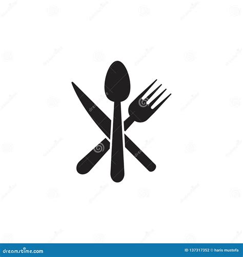 Spoon Knife Fork Icon Graphic Design Template Vector Stock Vector