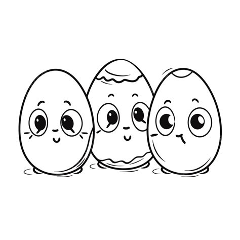 Tres Huevos De Pascua Para Colorear P Gina Esbozo Dibujo Vector Png