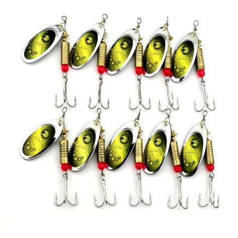 Hotsale 10x Spinner Baits Feather Spoons Fishing Lure Metal Feather