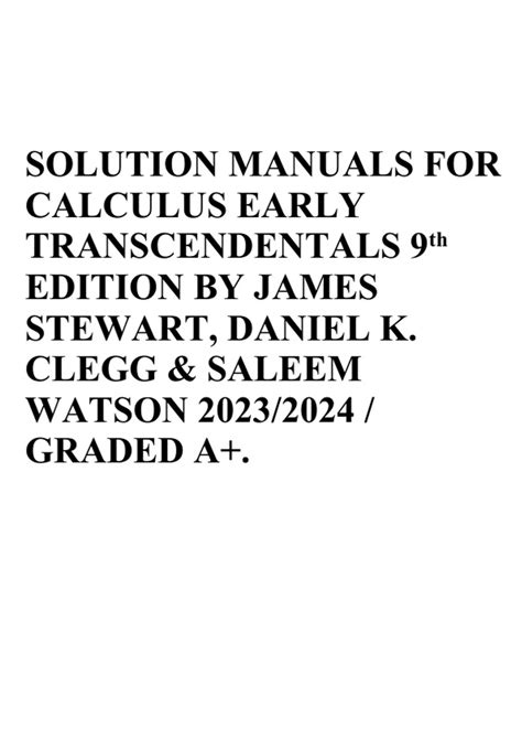 Solution Manuals For Calculus Early Transcendentals 9th Edition By