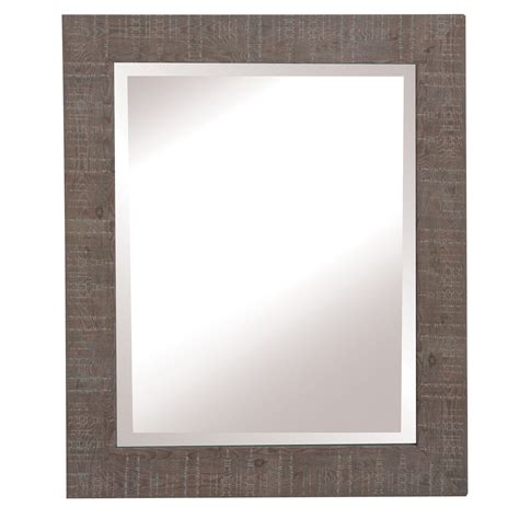 Yosemite Home Shallow Brown Texture Wood Framed Wall Mirror Walmart