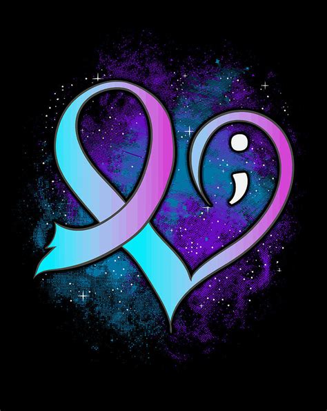 Heart Semicolon Suicide Prevention Mental Health Awareness Digital Art