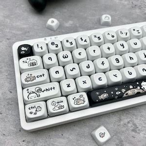 Happy Kitten Keycap Set Moa Profile Cute Art Pbt Cherry Mx Stem