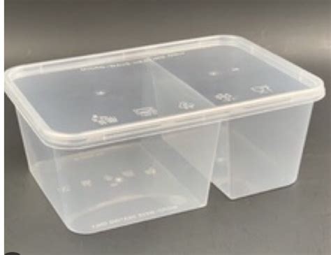 MS 1000DS Rectangular Container With 2 Compartments With Lid 50pcs