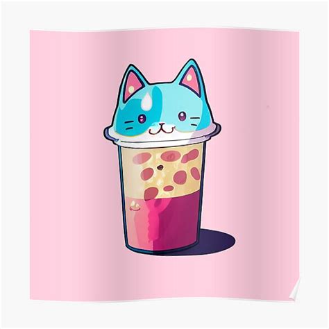 Cat Boba Tea Bubble Tea Anime Kawaii Neko Poster For Sale By