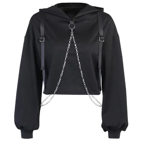 Punk Metal Chain Hoodie Shoptery Aesthetic Clothes Mom Hoodies