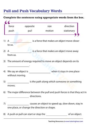 Free Printable & Interactive Push and Pull Worksheets