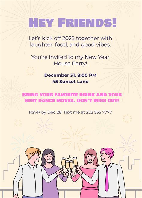 Free New Year Party Invitation Card Template To Edit Online