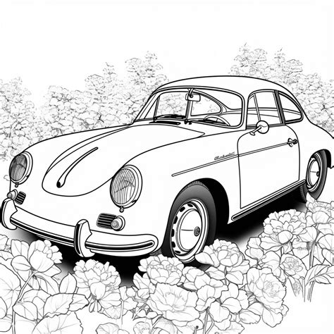 Porsche Und Blumen Ausmalbild Kostenlos Herunterladen