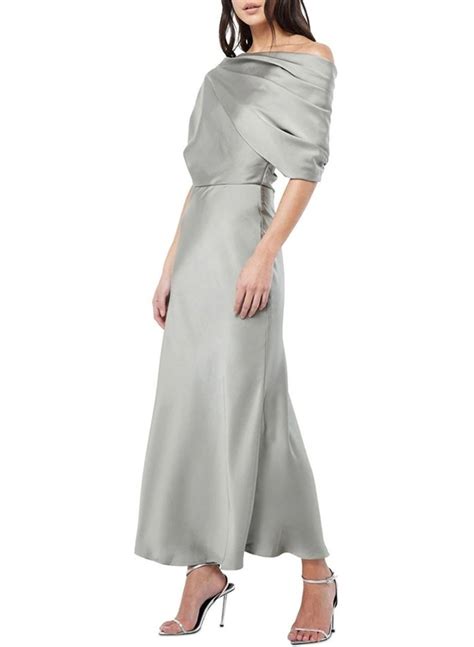 Sheath Column Asymmetrical Neck Sleeveless Ankle Length Silk Like Satin