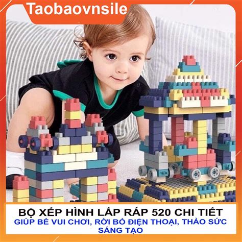 Bộ lego xếp hình 520 chi tiết FREESHIP Đồ chơi phát triển tư duy