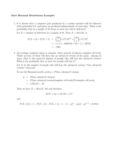 More Binomial Distribution Examples