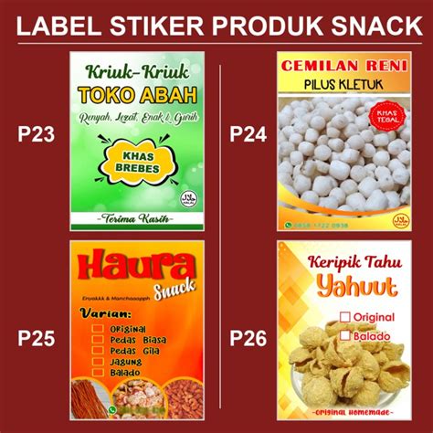 Jual Cetak Sticker Label Kemasan Produk Makanan Ringan Snack Kue Bakery