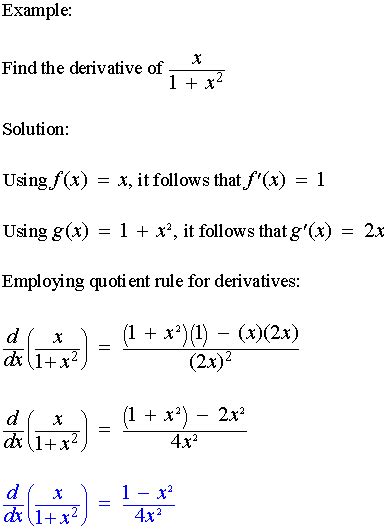 Derivatives Quotient Rule