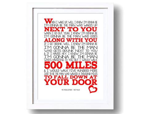 Song Lyrics The Proclaimers 500 Miles Print Only Lyrics Art