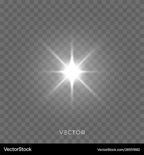 Star Light Shine Starlight Rays Lens Flare Effect Vector Image