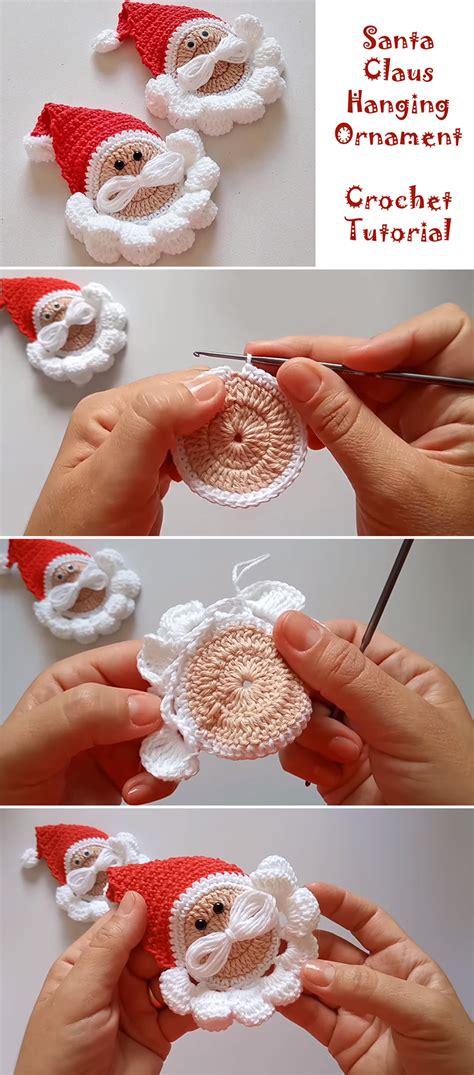 Quick And Easy Santa Claus Crochet Ornament Tutorial