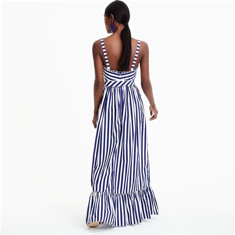 Lyst J Crew Striped Ruffle Maxi Dress In Blue