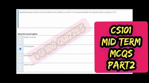 CS101 Mcqs For Mid Term Part2 VU 100 Quizzes YouTube