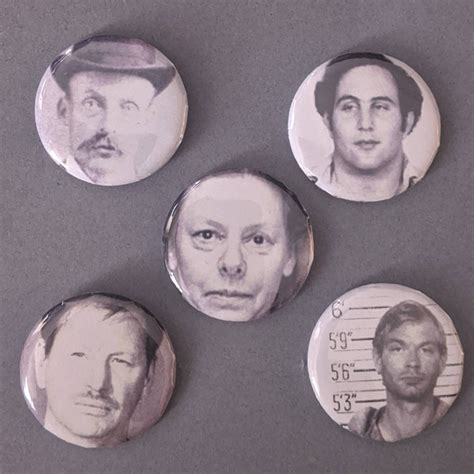 True Crime Serial Killer Pin Pack Set Of 5 Button Badge 1 14 Etsy