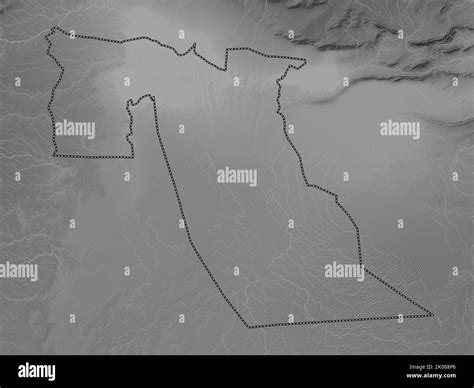 El Oued Province Of Algeria Grayscale Elevation Map With Lakes And