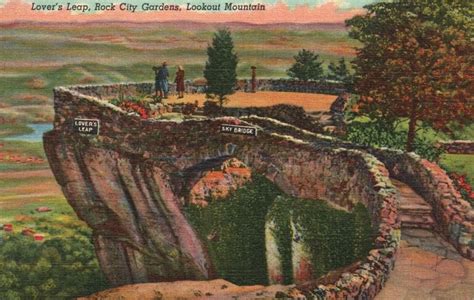 Vintage Postcard Lover S Leap Rock City Gardens Lookout Mountain