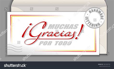 Handwritten Lettering Spanish Language Muchas Gracias Stock Vector