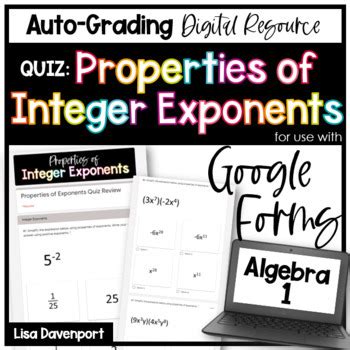 Properties Of Exponents Google Forms Quiz By Lisa Davenport TpT