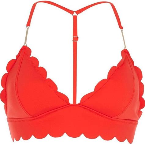 River Island Red Scalloped T Bar Bikini Top 32 Liked On Polyvore