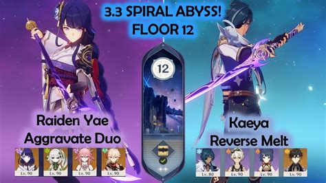 Spiral Abyss C Raiden Yae Aggravate Kaeya Mistsplitter Reverse