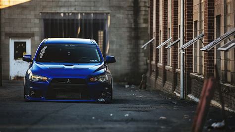 HD wallpaper: car, Mitsubishi Lancer Evo X, blue cars | Wallpaper Flare