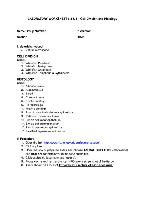SOLUTION: Laboratory worksheet 3 4 cell division and histology - Studypool