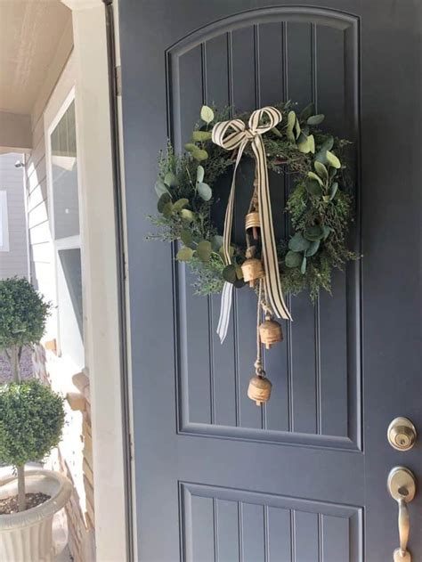 Diy Christmas Wreath With Ribbon And Brass Bells Making Home Pretty