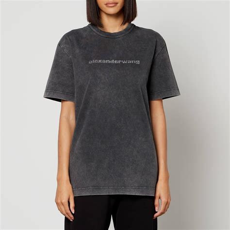 T By Alexander Wang Short Sleeve Tee With Printed Grill And Hotfix Logo