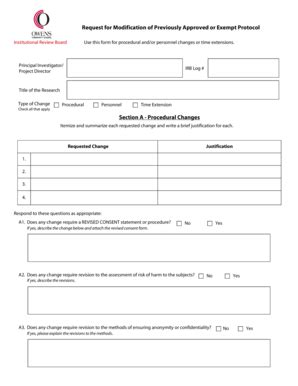 Fillable Online Owens Request For Modification Of Previously Approved