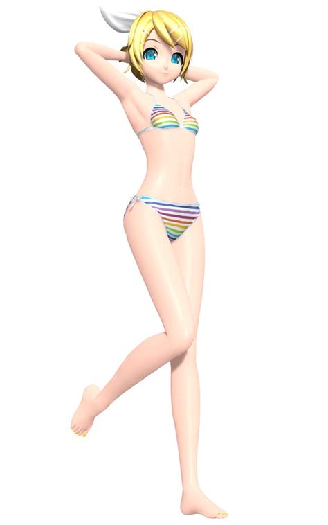 Kagamine Rin V Stripped Bikini Project Diva F Rin Y Len