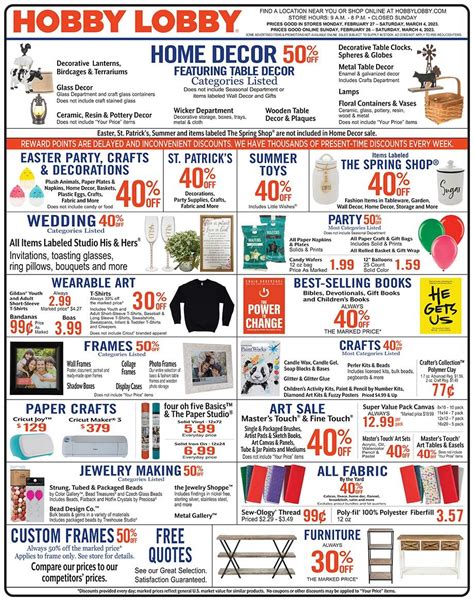 Hobby Lobby Weekly Ad From February