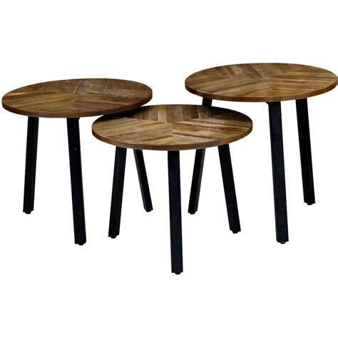 Set De Tables Gigognes Rondes En Teck Marron Et Noir Bechir Suisses