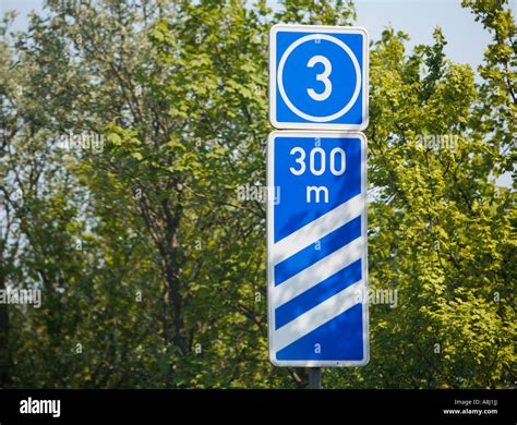 German Autobahn Exit Markers Countdown To Junction Germany Europe Stock