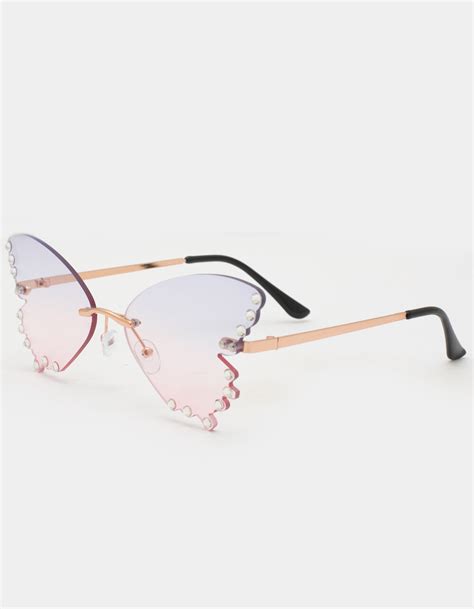 Butterfly Rhinestone Rimless Sunglasses Multi Tillys