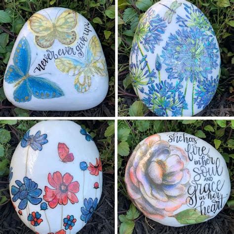 How To Decoupage Rocks With Napkins Step By Step Rock Painting 101