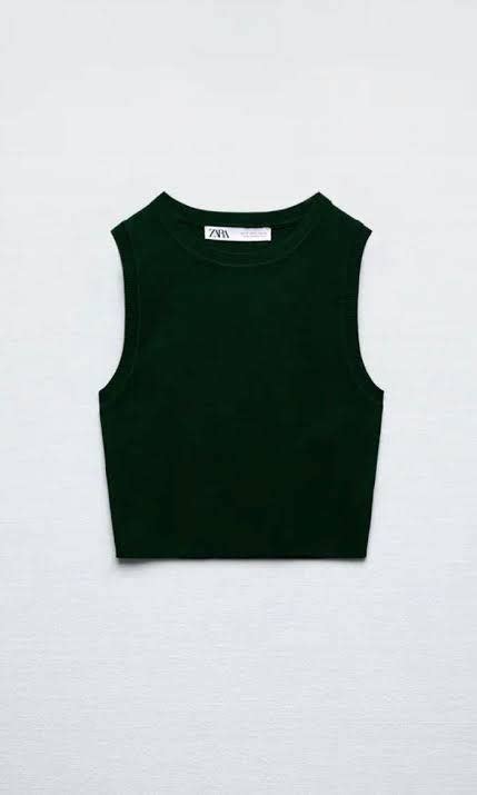 Onhand Authentic Zara Emerald Green Basic Cropped Knit Top Women S